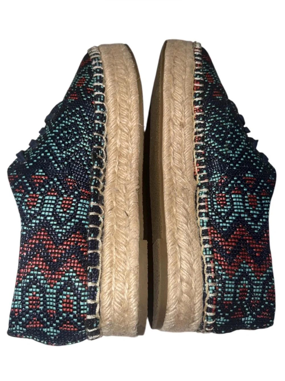 Indigo Rd Woven Pattern Espadrille Platform Lace-Up Shoes